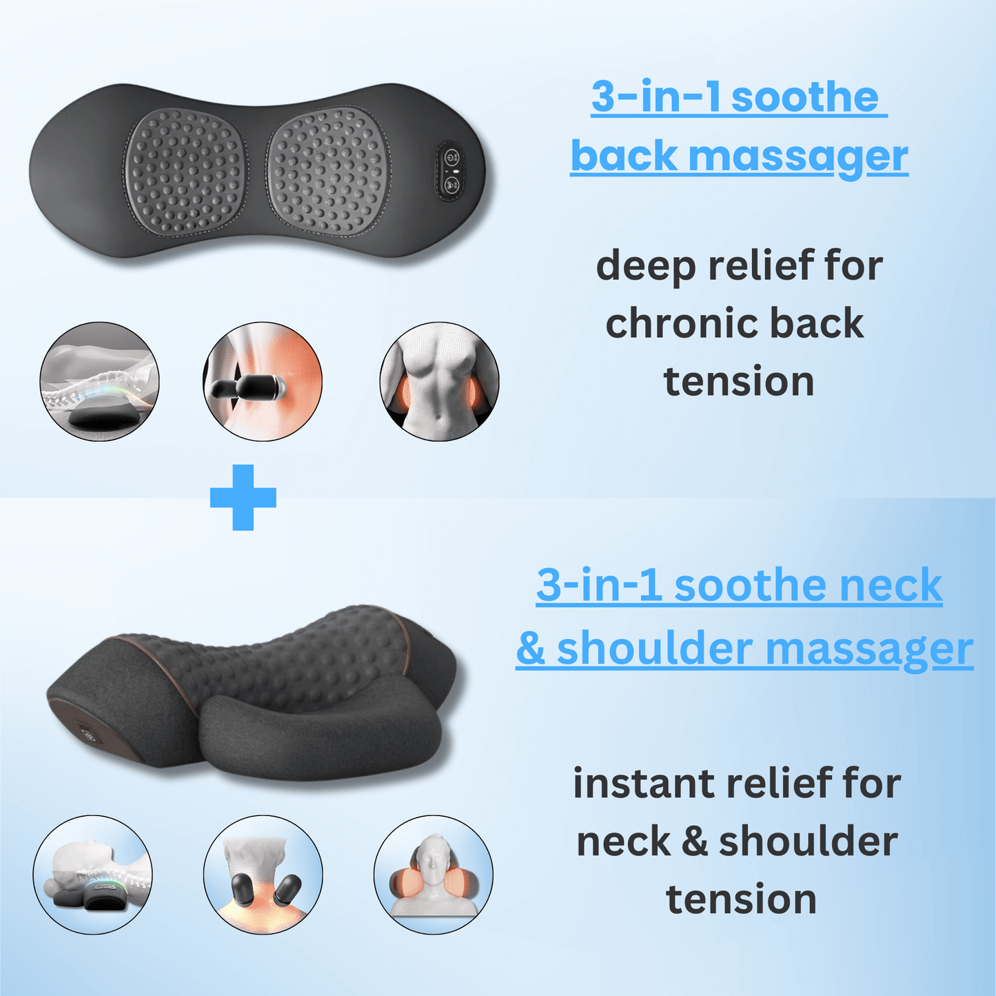Ultimate 3-in-1 Back Massager – Relief, Relaxation & Recovery